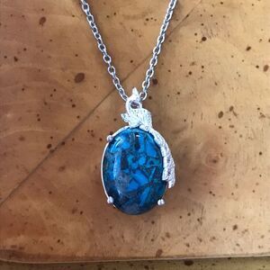 Natural Shadowkite Sterling Silver Stainless Steel Pendant Necklace